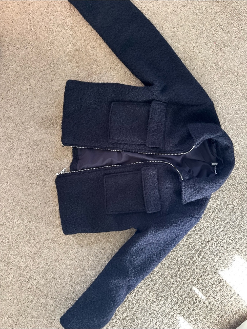 Divided Teddy Jacket in Dark Navy